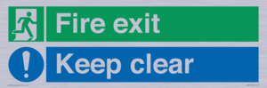 Fire exit Keep clear dual sign